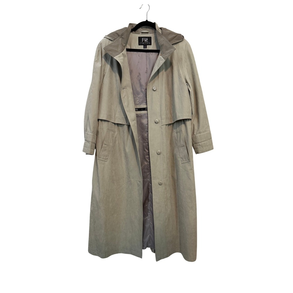Vintage Women Hooded Trench‎ Coat Full Length Size 12P